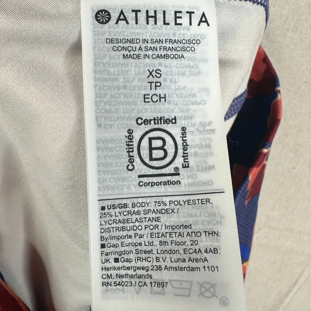 New Athleta Salutation Stash  16.5" Floral‎ Print Skort size XS Blue/Red - Picture 4 of 10